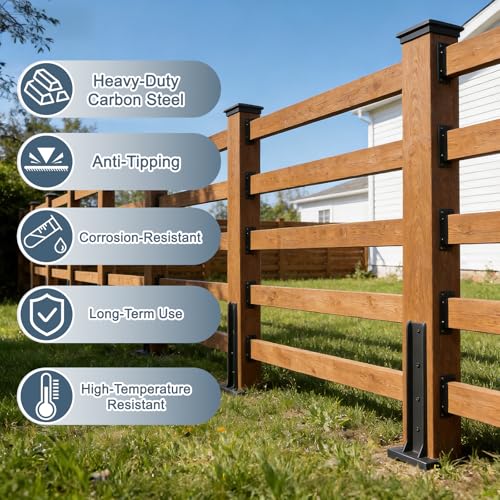 2Pcs Fence Post Repair Kit, Quick Fix Broken/Leaning Wood Post | Heavy Duty Steel Fence Post Anchor, Wavy Design Fence Post Repair Stakes