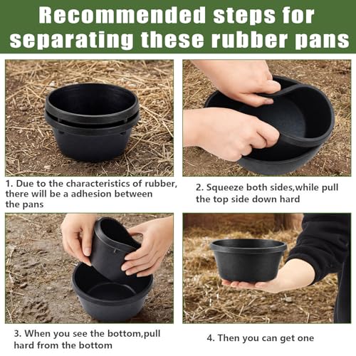 2 Pcs 1.06 Quart/ 0.26 Gallon Rubber Feeder Pan, Rubber Feeder Bowl Horse | Utility Horse Feed Bucket Dog Bowl Horse Feeders for Cats Dogs Goats Chicken Dust Bath Container Animal Feeding - size: 1.06 Quart/ 0.26 Gallon