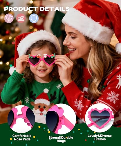 Sumsun Kids Sunglasses Bulk Party Favors 24 Packs Boys Girls Age 3-8 with UV400 Protection for Birthday Graduation Party Supplies (Grid 16 Pack) - style: Color-24pairs-christmas