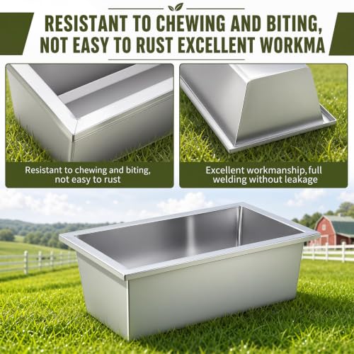 Geelin 2 Pcs 6 Gallon/24 Quart Livestock Water Trough, Stainless Steel | 19.7" Long Large Capacity Livestock Feeding Trough for Calves Pig Sheep Horses Alpacas and Goats Farm Animal Feeding - size: 6 Gallon/24 Quart