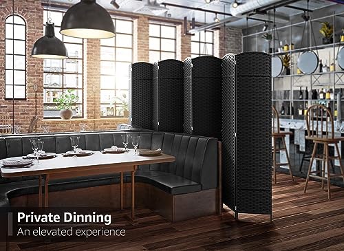 Sorbus 8-Panel Black Room Divider with Double Hinged Panels, 6 ft Tall Folding Privacy Screen - color: Black, size: 8 Panel