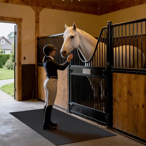 LWFCOEE Horse Stall Mat 4x6 Ft Large Horse Stable Mat Absorbent Non-Slip Washable Floor Mat for Horses Livestock Stables Barns Kennels Garages, Easy to Clean