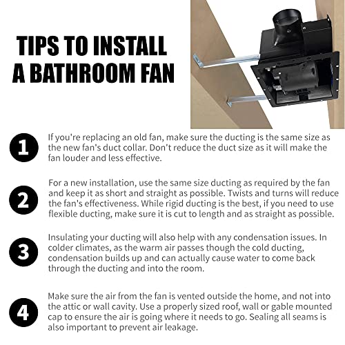 BV Bathroom Exhaust Fan 110CFM - Bathroom Fan 1.2 Sones, 4" Duct Collar, Rooms Up to 110 Sq. Ft.| Energy-Saving Ventilation Fan - No Attic Access & Ultra-Quiet | Energy Star, HVI 2100 & UL Certified - size: 110 CFM