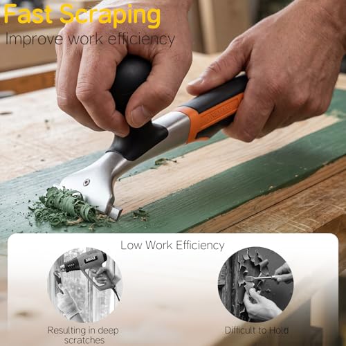 Onemake 2-1/2" Heavy-Duty Premium Ergonomic Carbide Scraper Tool, Removal on Dry Glaze, Stains, Putty, Scratches, Rust, Paint, Glue, Varnish, Resin, Carbide Scraper with Blade