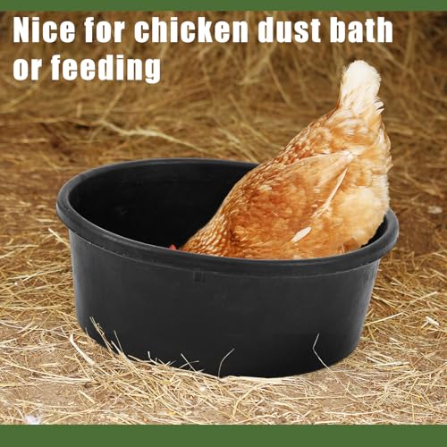 Sadnyy 4 Pcs Rubber Feed Pan 4 Quart/1 Gallon and 8 Quart/2 Gallon Utility Horse Feed Bucket Chicken Dust Bath Tub Livestock Water Trough Bowl for Chickens Ducks Goats Dogs Pigs Farm Small Animal - size: 4 Quart/1 Gallon and 8 Quart/2 Gallon
