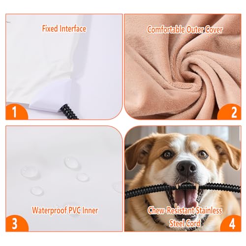 Annchwool Pet Heating Pad for Puppy Cat Dog-17.7 x 15.7in-6 Adjustable Temperature & 5 Timer-Waterproof Cat Dog Heating Pad with Chew-Resistant Cord-Heated Pad for Indoor Pets,Older,Pain Relief(Brown) - size: 17.7in x 15.7in