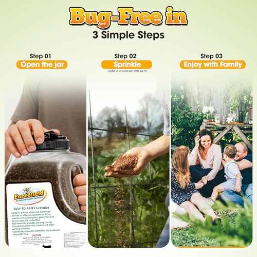 ForceField Natural Mosquito Yard Treatment - Repellent Granules for Backyard Mosquito Control | Pet Safe, DEET-Free Outdoor Control | Long-Lasting Barrier for Lawns, Patios, & Barns 3 LB - size: 48 Ounce (Pack of 1)