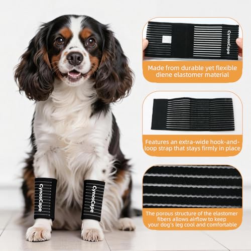 Dog Leg Brace, Black Compression Support Wraps for Front or Rear Legs with Streching Adjustable Strap,Dog Wrist Brace- Leg Sleeve to Stop Licking - Aid in Wound Care and Recovery - size: Medium