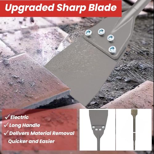 TOOVEM 6 Inch SDS Max Floor Scraper, SDS Max Chisel for Rotary Hammer Drill | TOOVEM SDS Chisel Bits with Replacement Balde, SDS Max Chisel Long Handle Heavy Duty Thinset Removal Tile Adhesive Removal - color: Gray
