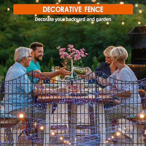 12 Panels No Dig Decorative Garden Fence, 33 in(H) X 27 ft(L) Garden Fencing Animal Barrier, Dogs Rabbits Pets Blocker, Rustproof Metal Decorative Fences for Yard, Outdoor, Patio - size: 12 Panels, 33 in(H) X 27 ft(L)
