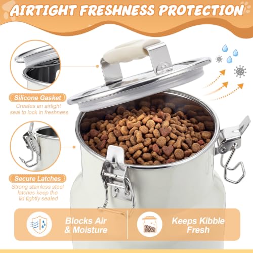 2 Pack Stainless Steel Dog Food Storage Container Set, 36 Lb&5 lb Pet Food Storage Container with 2 Scoops and Measuring Cup, Metal Airtight Bin for Dog Cat Multi Pet Households