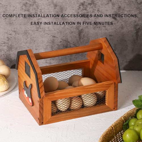 Egg Basket for Gathering Fresh Eggs, Farmhouse Egg Collecting Basket, Wood Chicken Egg Basket Countertop. （Brown Medium） - color: Brown, size: Medium