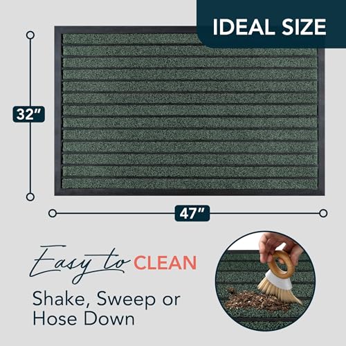 ubdyo Extra Durable Door Mat Outside Entrance (47" x 32", Bright Green) | Dirt Trapping ,Non-Slip Backing, Indoor or Outdoor Use, Welcome Mat, Low Profile, Natural Rubber, Stain Fade Resistant - color: Bright Green, size: 47" x 32" (Rectangular)