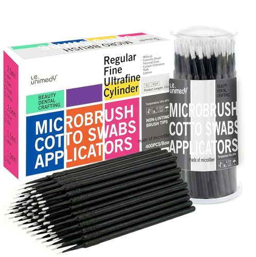 LE UNIMEDY 400PCS/Box Cotton Swabs, Disposable Micro Applicators Brush, Cosmetic Brush, Micro Swabs, Microswabs 1.0mm Black - size: 1.0mm, Black