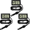 Weewooday Mini Digital Temperature Humidity Meters Gauge with Probe Gauge LCD Fahrenheit Display Thermometer Hygrometer for Incubator Reptile Plant Greenhouse Chicken Coop Garden(Black, 3 Pieces) - size: Black