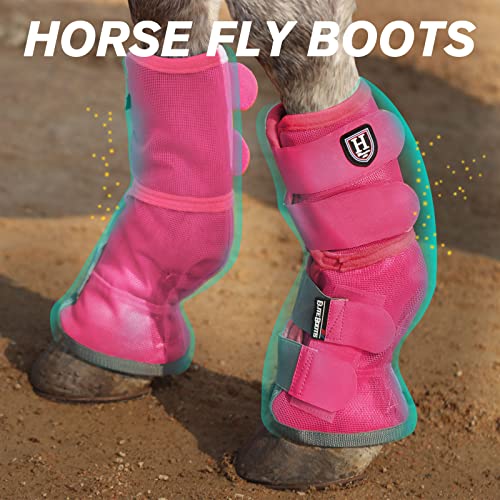 Harrison Howard Horse Leg Guard Stomp Reduction Hook and Loop Closures Rubbing Prevention - color: Magenta, size: Arab Medium (Pack of 4)