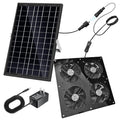 Solar Exhaust Fan,25W Solar Fan for Chicken Coop,Shed,Greenhouse & Attic Ventilation Cooling, Easy Installation,3500RPM,18FT Cord,IP67 Waterproof Solar Powered 4 Fan Kit - size: 25W Solar Exhaust Fan 4 Kit