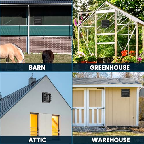 HG Power Upgraded 10 Inch Shutter Exhaust Fan with Speed Controller, 647CFM High-Speed Vent Fan with Mesh Screen, 1400RPM Wall Mounted Attic Fan for Shed, Garage, Greenhouse Ventilation, Black - size: 10 Inch w/ Speed Controller