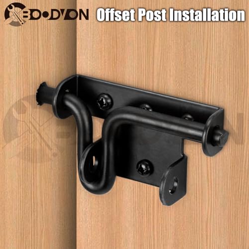 Slide Bolt Gate Latch for Wooden Fence, Sliding Bolt Gate Latch Door Lock Hardware with Padlock Hole, Slide Bolt for Outdoor Gates/Yard Fence/Shed Door/Barn Door, Black, 1 Pack
