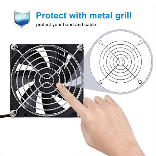 2 Packs Wathai 92mm x 25mm 90mm 5V USB Fan for Receiver AV Cabinet Console | 2 in 1 Small USB Fan for Computer Receiver AV cabint Game Console PC Laptop TV Box Projector Router Cooling - size: 92x25mm (5V)