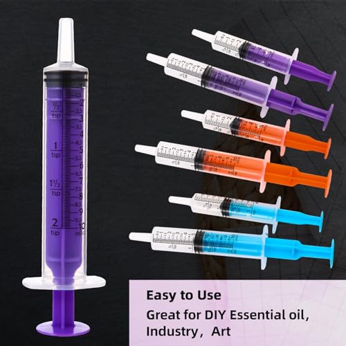 40pcs 10ml Syringes with Caps for Industry Lab Pet Feeding (Purple) - color: Purple, size: 10ml-40Pack