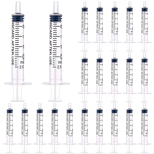 40 Pack 2ml Plastic Syringe Individually Sealed with Measurement for Feeding Pets, Watering, Scientific Labs, Medical Student, Measuring, Refilling, Oil or Glue Applicator, No Needle