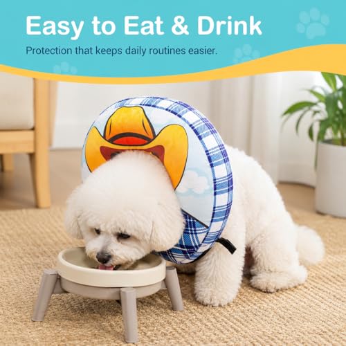 Avont Inflatable Cowboy Dog Cone Collar, Soft Recovery E-Collar | M: Neck 9.5-11.8", Width 3.5". Soft inflatable donut, washable cover, stops licking & scratching - size: M(Neck 9.5"-11.8")