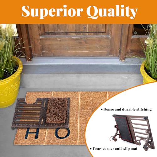 Cast Iron Boot Scraper Brush, Heavy Duty Outdoor Boot Scrubber | Angled bristle boot brush for porch, patio, garden, garage, entryway, or mudroom use