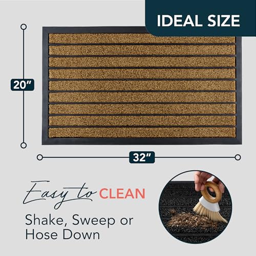 ubdyo Extra Durable Door Mat Outside Entrance (32" x 20", Bright Brown) | Stain Fade Resistant, Dirt Trapping, Non-Slip Backing, Indoor or Outdoor Use, Doormat, , Low Profile, 32'' x 20'' - color: Bright Brown, size: 32'' x 20'' (Rectangular)