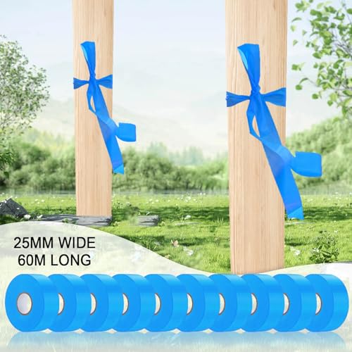 10 Pack Blue Flagging Tape, Non-Adhesive Plastic Ribbon Neon Marking Roll | 1inch*2000ft, Marking Tape for Tree Marking, Hunting, Boundaries and Hazardous Areas,Trail Marking - color: Blue-10pack