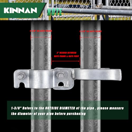 KINNAN 1-3/8" x 1-3/8" Chain Link Fence Gate Latch, Chain Link Parts with Padlock Hole, Galvanized Fence Latch Lock for Fence Gate Frames,Mount to Gate Post - size: 1-3/8" X 1-3/8"