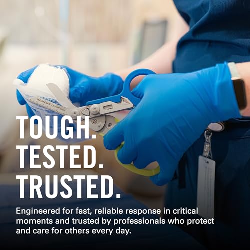 LEATHERMAN, Raptor Rescue, 6-in-1 Heavy-Duty Emergency/Trauma Shears with Carbide Glass Breaker & Strap Cutter, Made in the USA, Utility Sheath Included, Blue/Yellow, With Utility Holster - color: Blue/Yellow