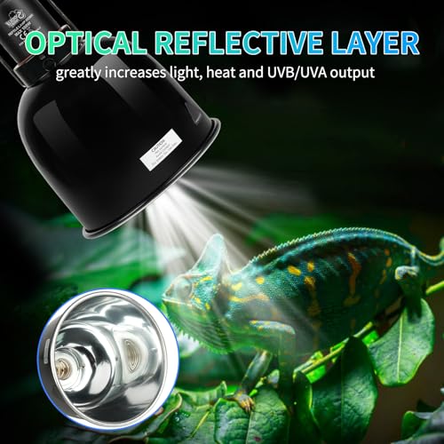 LUCKY HERP Reptile Light Fixture with Dimming Thermostat & Timer, Aluminum 5.5inch Deep Dome Reptile Lamp Fixture, Heat Lamp Fixture for Reptile Bulb Basking Heat Bulb, Max 100W - size: 5.5 Inch