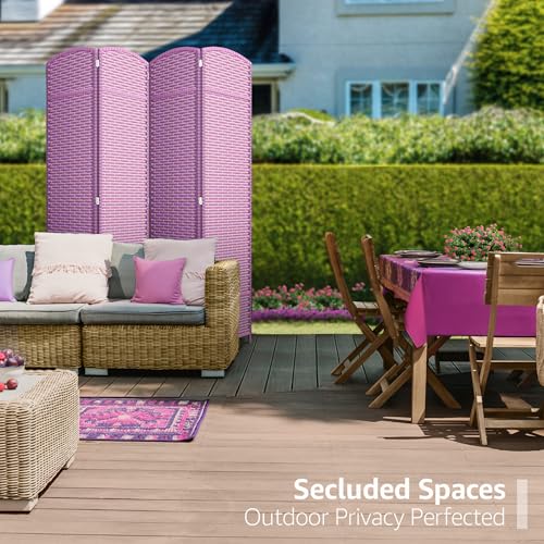 Sorbus Foldable Room Divider, Mesh Privacy Screen (4 Panel, Pink Purple) | Folding screens, dividers for rooms, double-hinged panels; freestanding partition for bedrooms, offices and shared areas - color: Pink Purple, size: 4 Panel