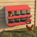 8-Compartment Chicken Nesting Box, Heavy Duty Galvanized Steel Poultry Nest Box, Wall Mount/Freestanding Design for Hens, Ducks, Backyard Homesteads & Farm Use, Red, with Soft Mats, No Stand - color: Red, size: 8 Room&Mat Board