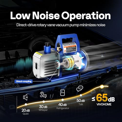 VIVOHOME 110V 1/4 HP 3.5 CFM Single Stage Rotary Vane AC Vacuum Pump | HVAC Vacuum Pump for Mini Split Automotive Air Conditioner R134a R12 R22 R502 R410a AC System with Oil Bottle - color: Blue, size: 3.5 CFM
