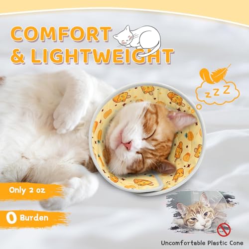 Cat Cone Collar Soft to Stop Licking, Adjustable, Foldable Lightweight Kitten Cones After Surgery Recovery for Cats & Kittens, Cat Cone Alternative, Easy Eating (Orange, M) - color: Orange, size: M