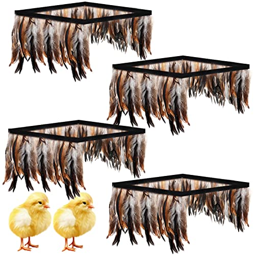Jutom 4 Pieces Comfort Feathers for Chick Brooder 12 x 12 Inch Chick Brooder Heating Plate Feathers Skirt Chicken Brooder Box Supplies Baby Chicken Coop Warmer Poultry Incubator Heater Plate