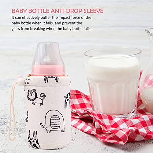 Healifty Baby Bottle Sleeve Washable Nursing Bottle Cover Thickened Lamb Cashmere Lining Insulated Sleeve for Travel Carry and Daily Feeding 4.33 X 2.75 X 2.75 in