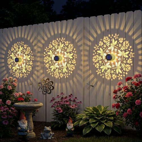 Gardsee Solar Fence Lights 6 Pack Solar Deck Lights Waterproof LED Solar Powered Step Light Wall Lights Outdoor Decorations Warm Yellow Light Decorative Lighting for Garden (Black 8) - style: black 8