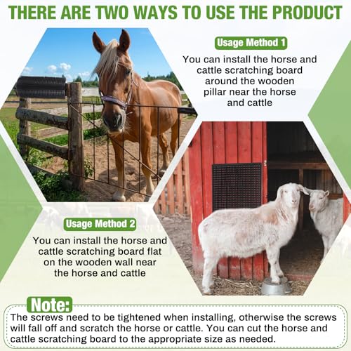 Teenyyou 4 Pack Horse Scratching Post Pads Livestock Scratching Brush 14.17" X11.8" Cow Goat Horse Scratcher Soft Itch Relief Pad for Fence Stall Post Barn Stable and Farm Animals Grooming