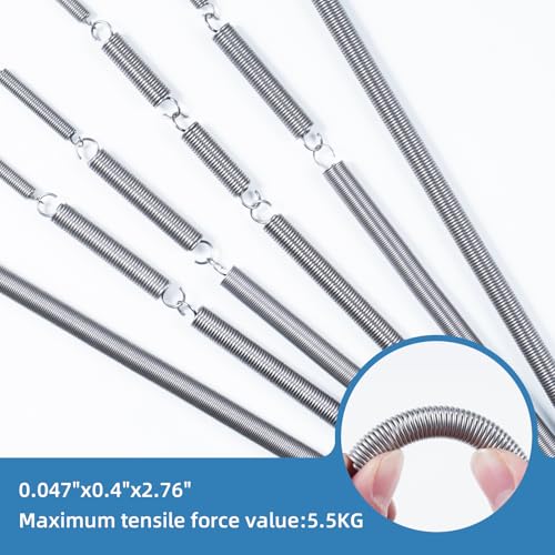 6pcs Extension Springs,0.047"x0.4"x2.76" 304 Stainless Steel | Extension Springs with hook ends 2.76inch - size: 0.047"x0.4"x2.76"