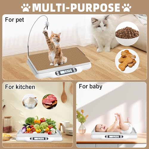 Multifunctional Pet Scale Max 66 Lbs Cat Dog Scale with LCD Display & Hold/Tare Function for Kittens Puppies Includes Scratcher Toys and Health Supplies