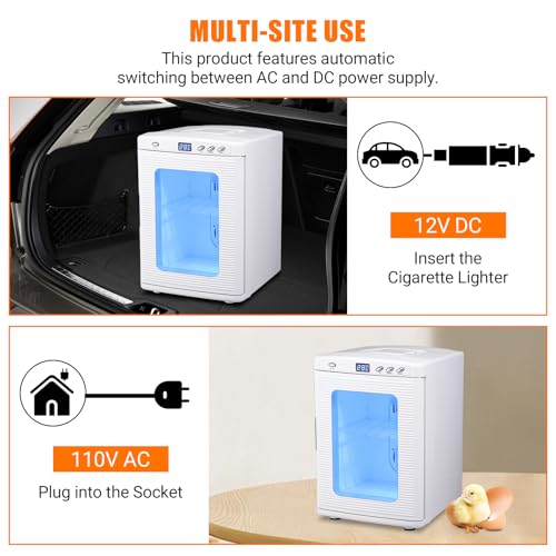 25L Reptile Egg Incubator with Cooling & Heating - Portable Scientific Lab Incubator, 10°c-60°c Temperature Control, 12V/110V Digital Incubator for Small Reptiles Hatching,White - color: White