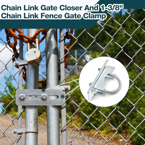 2 Pcs Chain Link Fence Adjustable Galvanized Gate Latch Stopper Stop Fits for 1-3/8"- 2" Latches Gates, Fences, Pool Enclosures, Farm