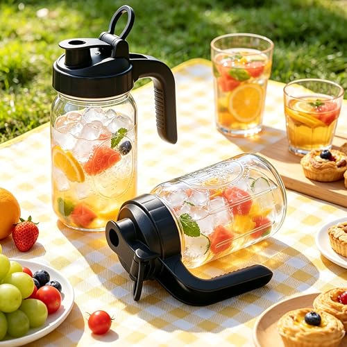Glass Pitcher With Pour Spout Lid 32 Oz Mason Jar Breast Milk Storage For Fridge 1 Quart Airtight Leak-Proof Heavy Duty Water Jug With Flip Cap For Cold Brew Coffee Iced Tea Sun Tea Juices Beverages - size: 32 Ounces