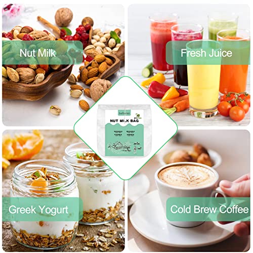 4 Pack Multi-Size Nut Milk Bag Reusable Food Strainers Nut Bags | for Straining Almond/Soy Milk Greek Yogurt for Cold Brew Coffee Tea Beer Celery Juice（2 * 4"x6"、6"x8"、8" x12"） - size: 4 pack - 2 * 4''x6''、6''x8''、8''x12''