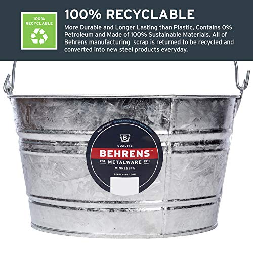Behrens Hot-Dipped Galvanized Steel Utility Pail 4-1/4 Gallon - size: 17 quarts, style: Hot Dipped
