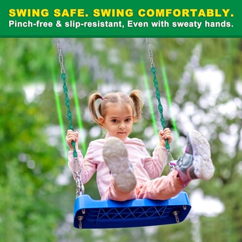 SELEWARE 2 Pcs 85" Heavy Duty Swing Chains Stainless Steel Hanging Chains | 1000LB Capacity Swing Extension Chain with 4 Carabiners, Hanging Kit for Playground Swing, Hammock Chair & Punching Bag - color: Green, size: 85" (2 Pcs)