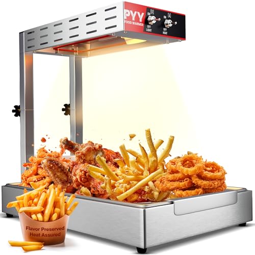 PYY French Fry Warmer - Commercial Food Heat Lamp Chip Warmer, Adjustable Height 15.4"-18.5" Food Warmer Temp 86°F-156°F Countertop Freestanding Food Truck Restaurant Buffet - size: 6.5L